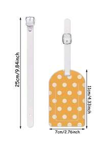 1 Set Fashionable Ins Polka Dot Pattern Painted Leather Luggage Tag, Waterproof Design, Travel Accessory Suitable For Suitcases And Cruises, With Name ID Card Anti-Loss Function, Travel Essential - Multicolor - View 3