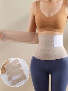 New Adjustable Waist Cincher & Body Shaper, Hook And Loop Closure, Breathable Mesh For Fitness, Suitable For Women - Apricot - View 2