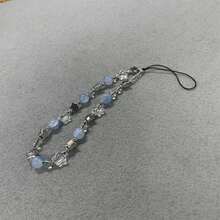 1pc New Blue Pentagram Acrylic Beaded Phone Chain Cute Girl Style Pendant Phone Lanyard Anti-Drop Anti-Theft Anti-Loss Fashion Beaded Lanyard - Multicolor - View 3