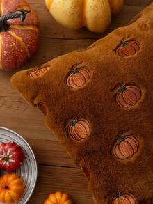 Homemorelove 1/2pcs PV Velvet Small Pumpkin Embroidered Pillow Case, Autumn Decor, Thanksgiving, Halloween Atmosphere Home Decoration Cushion, Suitable For Living Room, Bedroom, Sofa, Pillow Insert Not Included - Deep-burn Rabbit Fur Deep-burn - View 1