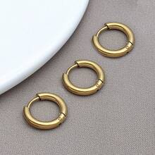 3pcs 8-18mm Stainless Steel Ear Hoop Gold Color Earring For Women Men DIY Jewelry Making Earring Punk Hiphop Piercing Accessory - Multicolor - View 16