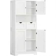 57.8" H Tall Bathroom Storage Cabinet With 4 Doors & 2 Adjustable Shelves, Freestanding Bathroom Cabinet With 2 Drawers, Kitchen Cabinets & Variant 1 - White 2 Drawers - View 1