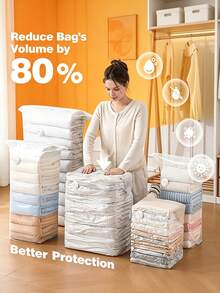 5/3/1pc Squeeze-Style Vacuum Storage Bags, Thickened Clothing Storage Bags, Suitable For Travel Storage, Closet Bedding, Clothing Organization, Compression Storage Bags, Dorm Storage - Clear - View 3