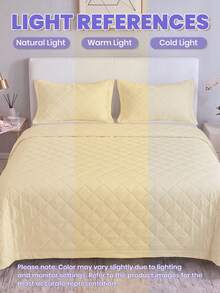 1pc Cooling Quilt, Bedspread, Bedding, Air Conditioning Blanket, Yellow Diamond Pattern, Room Decor, Breathable & Lightweight, Ultra Soft & Comfortable, Suitable For Single/Double/Queen/King Size Bed, Suitable For Home And Dorm, Pillow And Pillowcase Not Included, Machine Washable - Yellow - View 9