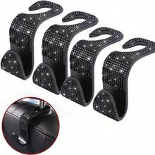 2/4pcs Car Seat Back Hooks With Rhinestones, Shiny Crystal Texture, Interior Accessory For Women, Fits Front Seats, Storage And Decoration For Car Interior - Diamond-encrusted Chair Back Hooks - View 15