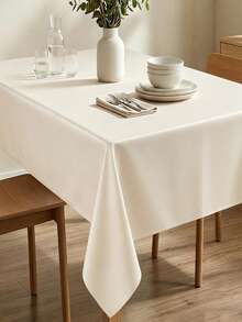 1 pieza Mantel rectangular de poliéster de unicolor para cocina, mesa de comedor, mesa de café, restaurante, boda, fiesta, decoración de fondo de cumpleaños - Champán - Ver 3