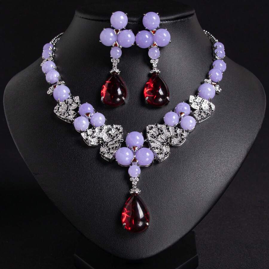 1 Set Women's Fashion Jewelry Set, Earrings, Necklace, Combination Jewelry, Necklace Set, Suitable For Women's Holiday/Party/Banquet Wear, Gift