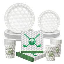 10pcs/20pcs/40pcs/50pcs/Set Golf Ball Theme Paper Napkin Cup Paper Tray, 7inch/9inch Paper Tray, Golf Ball Theme Paper Napkin Cup, Golf Ball Theme Birthday Party Disposable Tableware Supplies, Decorative Tableware, Suitable For Golf Enthusiasts, Wedding Party, Baby Shower, Baptism, Birthday And Other Occasions. - Multicolor - View 1