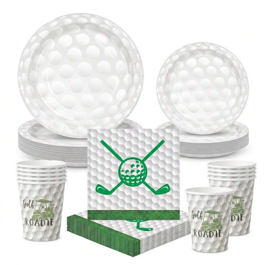 10pcs/20pcs/40pcs/50pcs/Set Golf Ball Theme Paper Napkin Cup Paper Tray, 7inch/9inch Paper Tray, Golf Ball Theme Paper Napkin Cup, Golf Ball Theme Birthday Party Disposable Tableware Supplies, Decorative Tableware, Suitable For Golf Enthusiasts, Wedding Party, Baby Shower, Baptism, Birthday And Other Occasions. - Multicolor - View 1