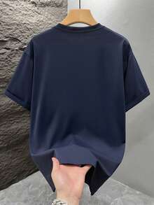Camiseta de manga corta estampada para mujer a la moda, ropa ligera de verano, ropa cómoda para el hogar, adecuada para deportes y actividades al aire libre - Azul Marino - Ver 4