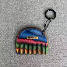 MASTERLEE 1pc, Iridescent Portable Colorful Peach Wood Flat Comb, Mini Small Size With Hanging Ring For Carrying On Bag, Non-Damaging Rounded Teeth, Head Massage Comb, Birthday Gift, Christmas Gift, Suitable As A Gift - Multicolor - View 9