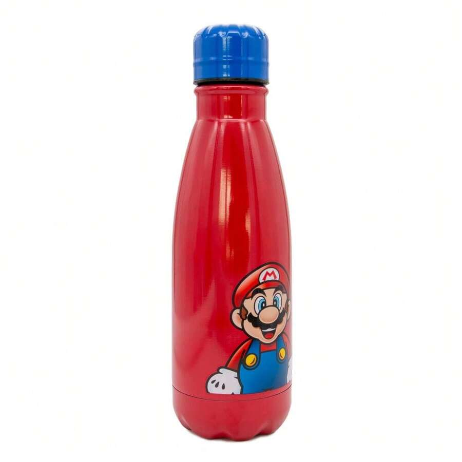 Nintendo SUPER MARIO BROS. 500ml Super Mario Bros Stainless Steel Bottle, Reusable For Back To School, For Children And Teenagers, Red Design With Blue Cap, Lightweight - Multicolor - View 1