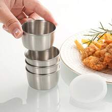 2/4/6pcs Stainless Steel Salad Dressing Containers - 1.6oz Leak-Proof Portable Sauce Cups With Clear Lids, Reusable For Bento Box, Work, School, Picnic And Travel, Back To School Lunch Accessories - Clear - View 9