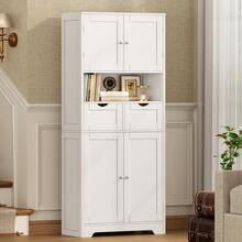 57.8" H Tall Bathroom Storage Cabinet With 4 Doors & 2 Adjustable Shelves, Freestanding Bathroom Cabinet With 2 Drawers, Kitchen Cabinets & Variant 1 - White 2 Drawers - View 8
