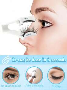 1 Pair Magnetic False Eyelashes, Extended Tail, Natural Style, Reusable, No Glue Needed - Black - View 4