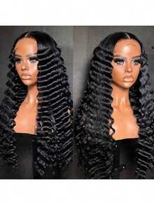 NARNI 40 Inch 250% Density Wear And Go Glueless Human Hair Wig 13x4 HD Loose Deep Wave Lace Front Wigs Human Hair Pre Plucked Wet And Wavy Curly Lace Front Wig Human Hair For Women With Baby Hair Natural Black Color - Natural Black - View 7