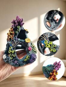 Fish Tank Decoration Betta Fish Tank Decor Accessories, Aquarium Colorful Coral Reef Set, Coral Mountain X 1, Starfish Bucket X 1, Aquarium Decorative Plants X 6 (Multiple Sets Available) - A - View 11