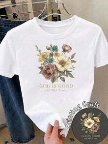 Women T-Shirts - Blue and White - View 2