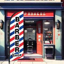 RXDAMTECH Commercial Barber Feather Flag, 8.2FT Outdoor Advertising Curved Banner (Includes Flag Pole And Ground Stakes) - Tear-Resistant Polyester Barber Signage For Stores And Events - Advertising Flag - View 3
