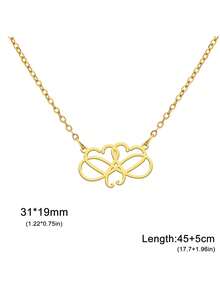 LIKGREAT 1pc Women's Stainless Steel Infinity Symbol Double Heart Line Pendant Necklace, Minimalist Hollow Design, Delicate Niche Accessory For Daily Commute - Fashion Series - View 7