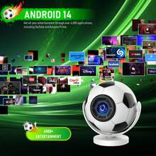 Salange HY300F 便攜式足球投影機：超短焦、720p、8K、Wi-Fi 6、Android 14、藍牙 5.4 – 適合運動迷的戶外電影院 - 查看 3