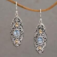 Vintage Long Water Drop Ear Hook Earrings For Women, Inlaid With Synthetic Blue Zirconia, Elegant Elegant, Suitable For Daily, Banquet, Party, Vacation, Exquisite Birthday Holiday Accessory Gift - Silver - View 1