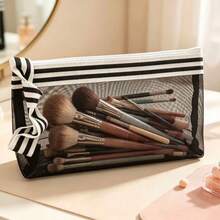 Mesh Large Zipper Pencil Case, Minimalist Pencil Pouch, Storage Pencil And Makeup Bag - Black Minimalist Style - View 2