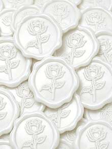 20pcs/Pack 3D Rose Wax Seal Stickers, Wedding Invitation Envelope Seal Stickers, Self-Adhesive Pearl Powder Flower Stickers, Suitable For Invitations, Gift Packaging - Pearl White - Rose - Pearl White - View 11