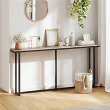 Narrow Console Table With Sturdy Metal Frame, 63 Inch Long Entryway Sofa Table Behind Couch, Hallway, Living Room - Rustic Brown - View 9