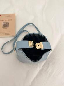 女款極簡休閒小手提包，新款高品質小眾設計百搭單肩斜挎包 - 藍色 - 查看 4