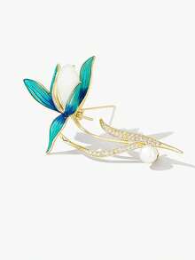 1pc Exquisite Elegant Magnolia Flower Brooch, High-End Elegant Anti-Exposure Fixing Pin, Versatile Clothing Accessory - Magnolia Flower Brooch - View 7