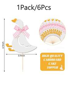 6 Stücke lustige Gans-Thema Cupcake-Topper, alberne Gans Partydekorationen, gansförmige Tortendekorationen, geeignet für Hochzeit, Verlobungsparty, Geburtstagsparty, Babyparty, Geburtstagsparty-Zubehör - mehrfarbig - Übersicht 8