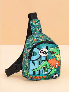 1PC Toddler Dinosaur And Shark Pattern Chest Bag, Adjustable Shoulder Strap One Shoulder Crossbody Bag, Lightweight Comfortable Casual Bag Suitable For Toddler School And Daily Wear - Multicolor - View 9
