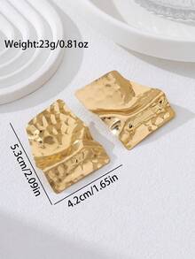 1 Pair Exaggerated Asymmetric Geometric Stud Earrings, Women's Earrings, Suitable For Personalized, European And American Style - Yellow Gold - View 6