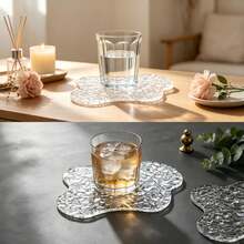 1pc Transparent Water Ripple Coaster Heat-Resistant Table Mat, Insulated Pad, Essential For Holiday Gatherings, Transparent Water Pattern Design Heat-Resistant Tableware Mat Premium Cup Holder, Modern Minimalist Plate Mat, Halloween, Christmas Gift, Suitable For Bar, Office And Home, All Occasions - Shape - View 5