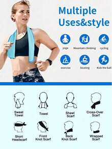 Macaron Style Minimalist Sports Cooling Towel, Portable Foldable, Quick Dry, With Hook And Loop Design, High Density Cooling, Breathable And Sweat-Absorbent, Suitable For Sports, Comes With Perforated Silicone Storage Box, Summer Cooling - Multicolor - View 6