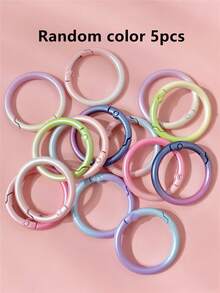 5/10 piezas Llaveros DIY hechos a mano de colores aleatorios, diseño de anillo redondo grande, pintados en degradado, adecuados para bolsos hechos a mano, llaveros de muñecas - Hebilla redonda grande con degradado de color - Ver 7
