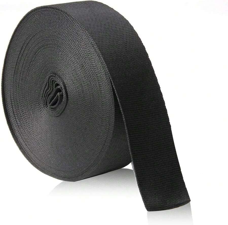 JIAKAI 1 Inch Wide 10 Yards Nylon Webbing Strap,Polypropylene Straps For Bags, Hammocks, Outdoor Climbing And DIY Making Luggage Strap, Pet Collar, Backpack Repairing(Black) - ColorA - View 1