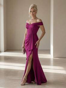 Long Emerald Dress, Blue, Green, Red, Marsala, Rose, Olive + Colors - 紫紅色 - 查看 4