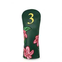 1PC Exquisite Golf Headcover With Delicate Floral Embroidery. Made Of PU Material, Fits Driver, Fairway Wood And Hybrid. It Shields Golf Club Head Against Scratches And Dust, Practical For Daily Golf Use,The Best Choice For Gifting - Dark Green - View 10