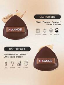 MAANGE 4入三角氣墊粉撲，乾濕兩用，便攜旅行用，化妝工具，梳妝台化妝配件，粉撲化妝海綿，平價精緻，送給親人的禮物 - 咖啡棕 - 查看 5