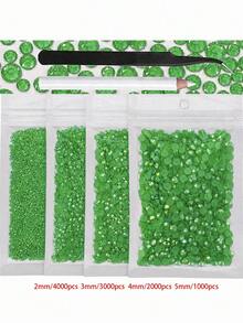 4袋 2-5mm 10,000顆樹脂水晶水鑽，適用於手工藝、衣物與布料，皇家藍平底寶石，深藍色平底水鑽，混尺寸大包裝，非熱熔，手工DIY手機殼、應援扇用（附黑色鑷子 + 白色點畫筆） - 多色 - 查看 26