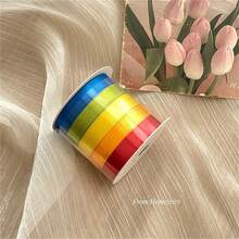 5 Colors/Roll Polyester Satin Ribbon, Gift Wrapping Floral Decorative Ribbon, Handmade Decoration Ribbon, Premium Chiffon Yarn Bouquet Floral Wrapping Ribbon, Birthday Gift Wrapping Ribbon, Birthday Decoration Balloon Ribbon - Multiple Styles - View 4