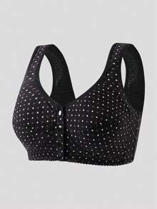 3pcs Polka Dot Decor Front Closure Wireless Bra Women's Lingerie - Multicolor - View 2