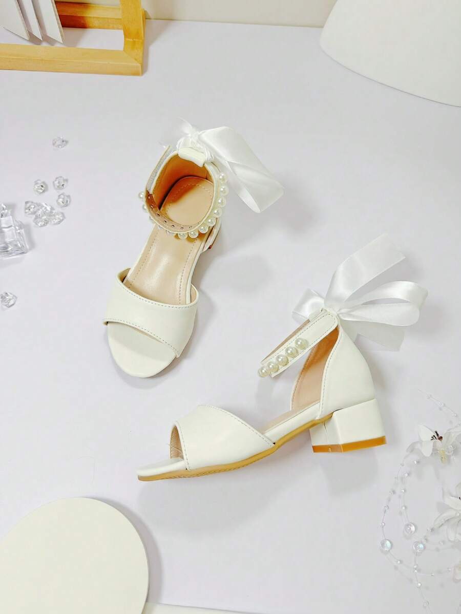 White Princess High Heel Sandals For Girls, Versatile For Students And Formal Occasions