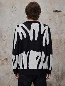1pc Teen Boy Teenager Back To School Season Colorblock Casual Pullover Sweater Spring Autumn Winter - Black - View 2