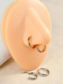 1 pezzo Anello nasale rotondo con cerniera, gioiello per setto in oro, orecchino in acciaio inossidabile con zirconi incastonati lateralmente per cartilagine, orecchini in oro da donna, set di orecchini mini per piercing cartilagine orecchio, orecchini rotondi/anelli nasali stile Y2K, adatti per piercing orecchio, naso, labbra, gioielli per il corpo unisex. Piercing nasale. Adatto per vacanze estive, attività quotidiane, feste, Ringraziamento, feste di compleanno, ballo in bar, San Valentino, Pasqua, Ognissanti, stagione scolastica, regalo di compleanno per fidanzata/fidanzato/genitori - Come mostrato nella foto - Visualizzare 9