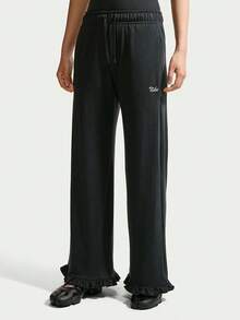 Nike Sportswear Women's Mid-Waist Long Pants, Comfortable Soft Touch With Ruffle Hem, IW1386-010 - Black - View 2