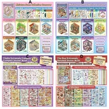初學者必備迷你場景貼紙書：7 個模擬房間場景，保姆級定位導引線，可愛貼紙，16 頁厚白卡紙 3D 貼紙，沉浸式 DIY 迷你房屋建築貼紙書 - A - 查看 3
