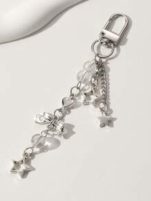 1 pièce/4 pièces Chaîne de téléphone style Y2K mode femme, nœud rose doux, étoile argentée, étoile à cinq branches, cœur, perles roses & argentées, pendentif de sac, décoration de sac de chaîne de téléphone créative, convient comme cadeau pour la meilleure amie pour la rentrée scolaire - Multicolore - Voir 10